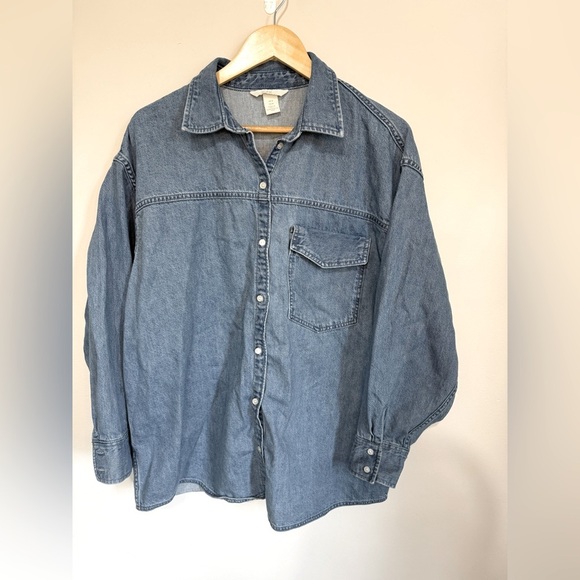 H&M Tops - H&M Oversized Denim Button-Up Shirt